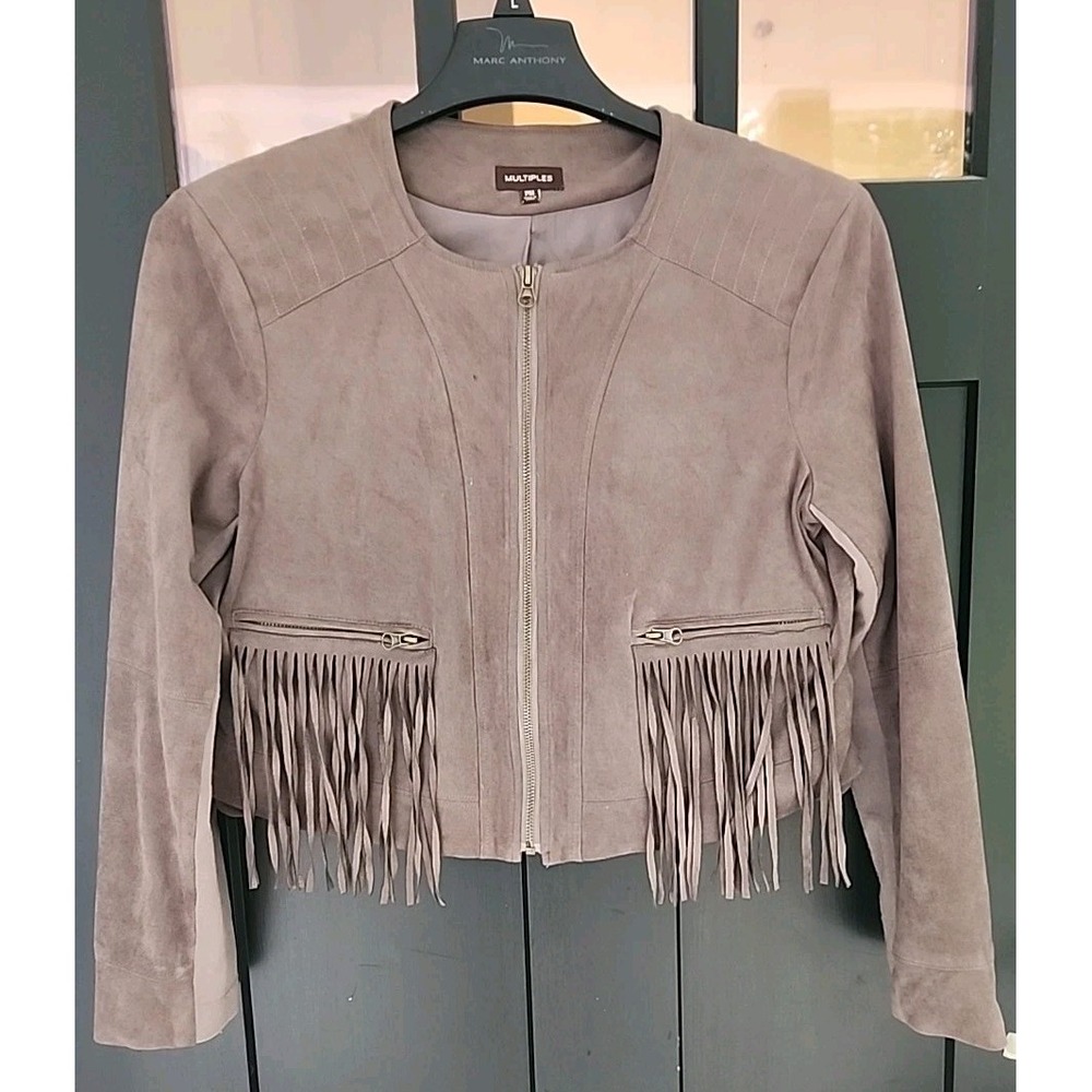 Vintage 60's Brown Suede Western Fringe Biker Jacket Women Size Medium